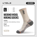 WRELS Calcetines de lana merina para senderismo, correr, suaves, ligeros, absorción de impactos, amortiguación, calcetines tobilleros transpirables a media pantorrilla para ciclismo