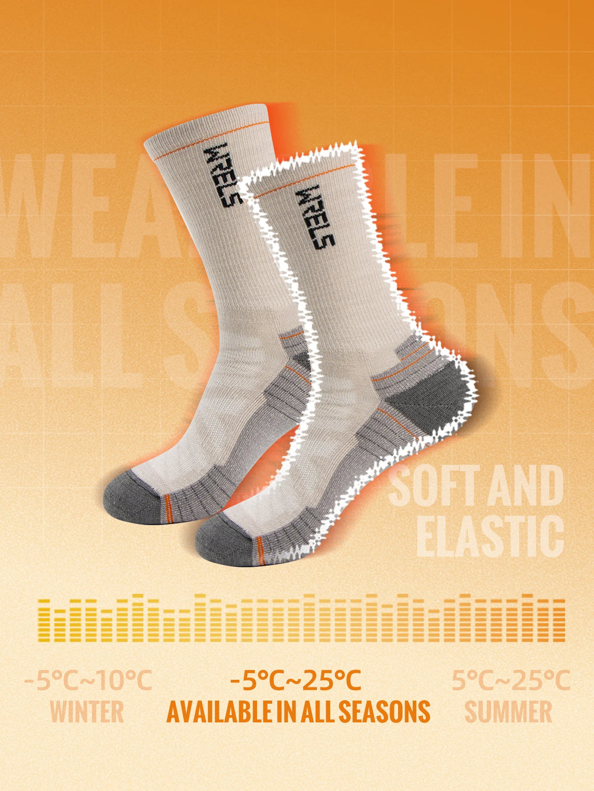WRELS Calcetines de lana merina para senderismo, correr, suaves, ligeros, absorción de impactos, amortiguación, calcetines tobilleros transpirables a media pantorrilla para ciclismo