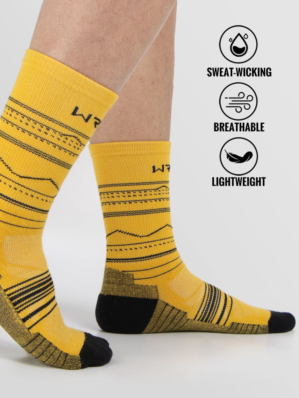 WRELS Calcetines de lana merina para senderismo, correr, suaves, ligeros, absorción de impactos, amortiguación, calcetines tobilleros transpirables a media pantorrilla para ciclismo
