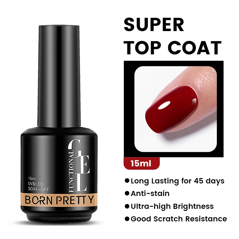 BORN PRETTY-esmalte de uñas en Gel con Base de goma, color rosa lechoso, brillo, barniz semipermanente de 15ml, Gel LED UV autonivelante