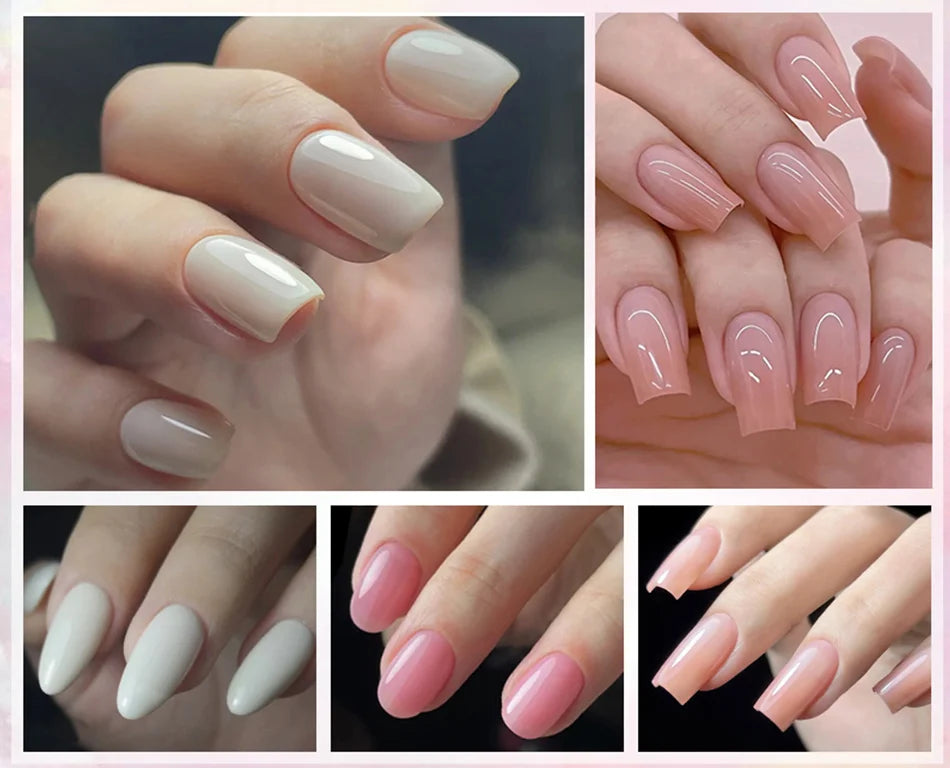 BORN PRETTY-esmalte de uñas en Gel con Base de goma, color rosa lechoso, brillo, barniz semipermanente de 15ml, Gel LED UV autonivelante