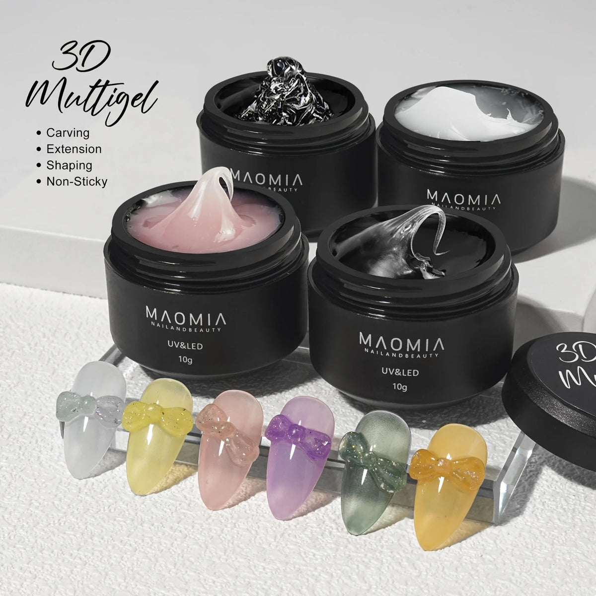 Maomia-esmalte de Gel tallado para uñas, extensión de manos antiadherente, multigel 3D, modelado 5D, moldeador estereoscópico sólido