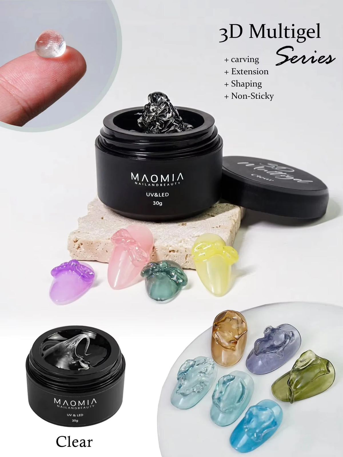Maomia-esmalte de Gel tallado para uñas, extensión de manos antiadherente, multigel 3D, modelado 5D, moldeador estereoscópico sólido