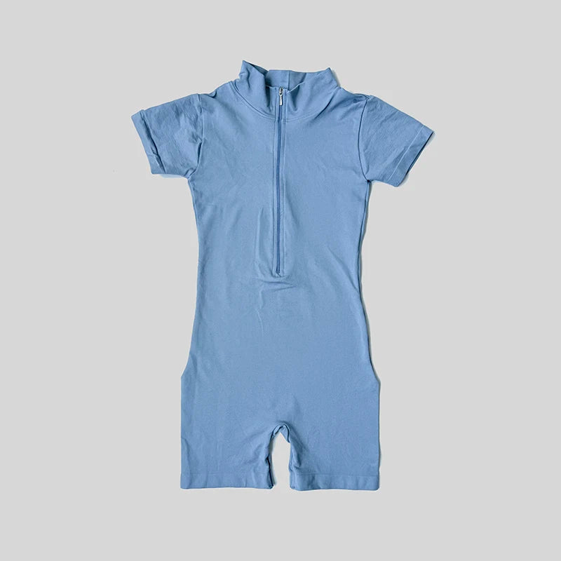 Mono de manga corta con cremallera para mujer, ropa deportiva para gimnasio, Fitness, monos deportivos, ropa de entrenamiento a la moda para correr, verano