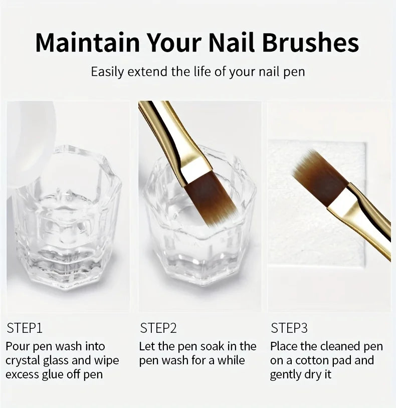 2 uds cepillo de uñas de cerdas suaves anchas diseño degradado mango acrílico aplicador de esmalte de Gel herramientas de uñas