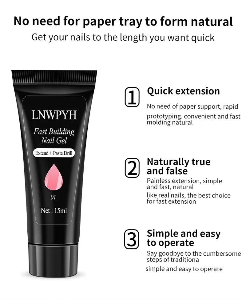 Kit de esmalte de uñas, Kit de uñas acrílico, juego de Gel de uñas de polietileno con lámpara de uñas, extensión de uñas, Gel de brillo, juego de herramientas de manicura de Gel de construcción UV