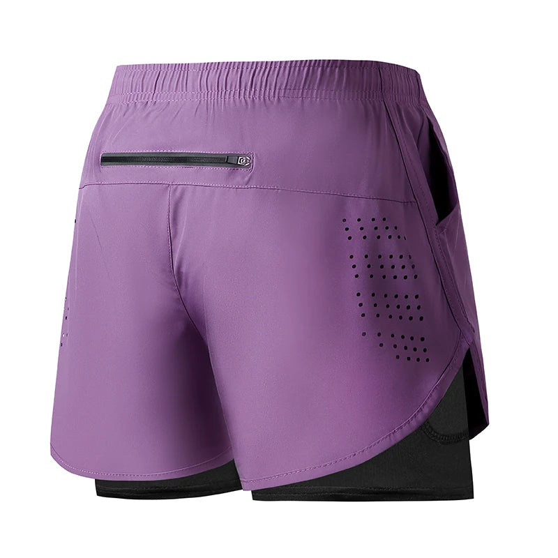 Pantalones cortos para correr para hombre, pantalones cortos negros de doble capa para Fitness de secado rápido, nuevos pantalones cortos deportivos para entrenamiento y culturismo