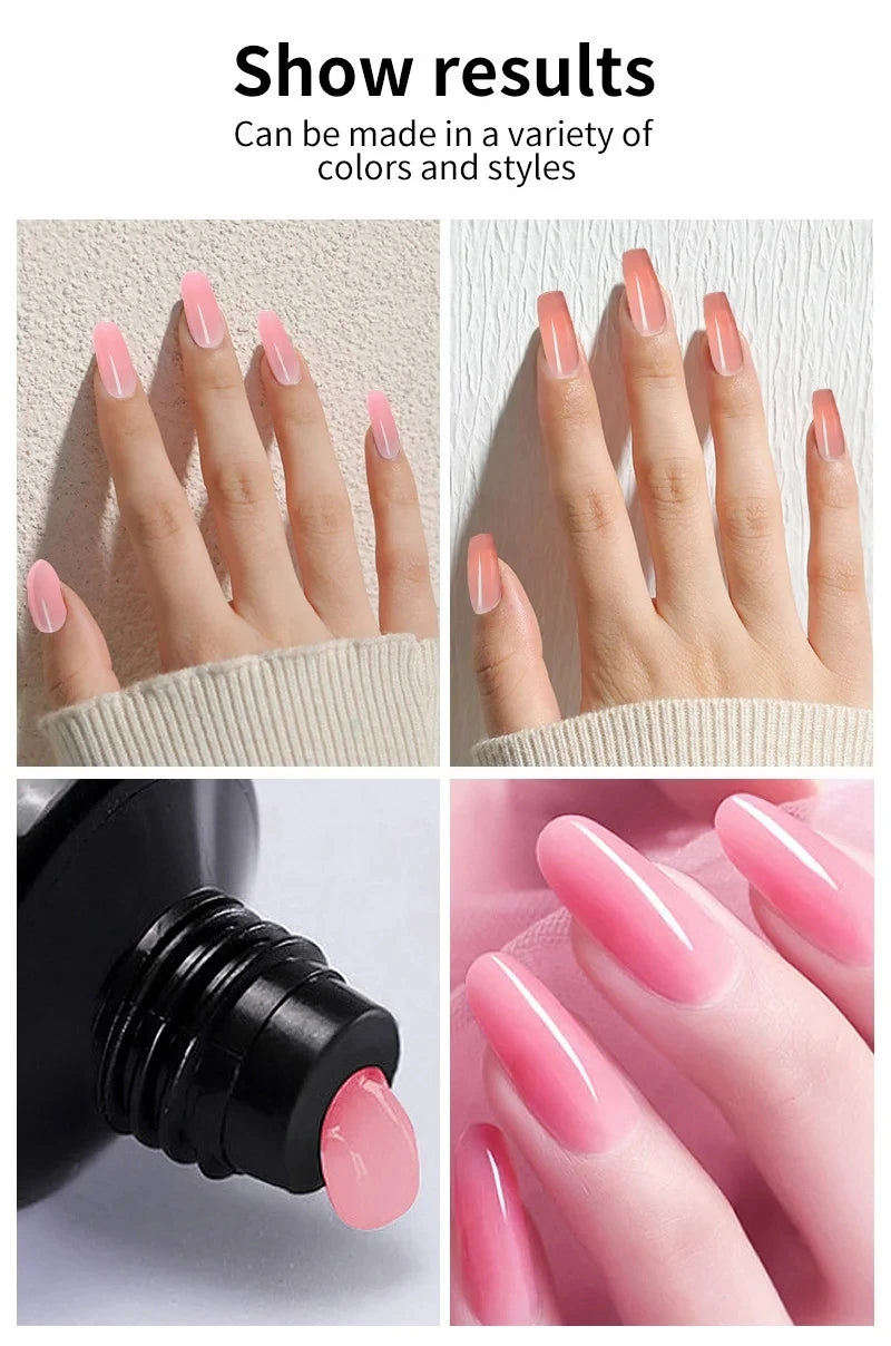Kit de esmalte de uñas, Kit de uñas acrílico, juego de Gel de uñas de polietileno con lámpara de uñas, extensión de uñas, Gel de brillo, juego de herramientas de manicura de Gel de construcción UV