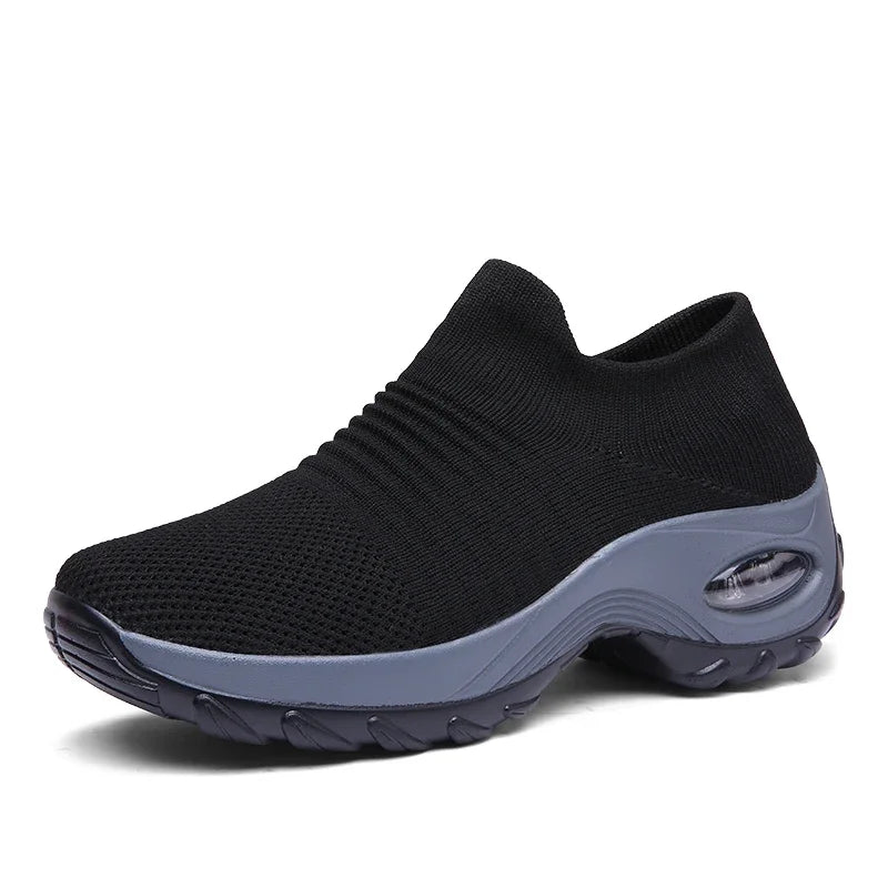 Zapatillas de deporte para mujer, moda de verano, zapatos deportivos informales negros, malla transpirable, ligero, cojín de aire, calzado antideslizante para correr