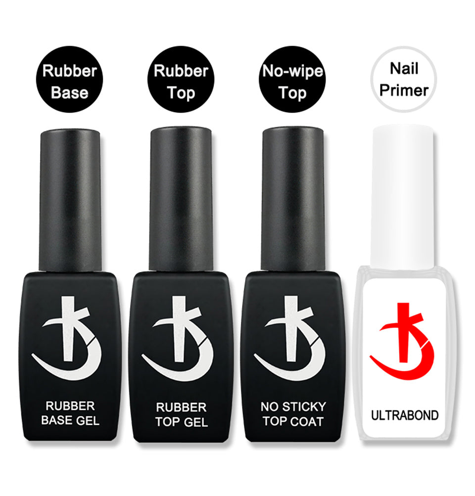 KODI JYJ Base y Top Coat para Esmalte en Gel, Primer sin Ácido, Barniz Híbrido Semipermanente, Top Coat Mate, Base de Goma Gruesa para Uñas