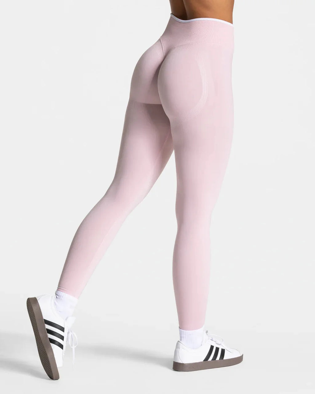 Nuevos leggings de yoga para mujer con bloques de color, mallas sin costuras de punto, cintura alta, efecto levantacola, para gimnasio y entrenamiento, con borde blanco, leggings deportivos.