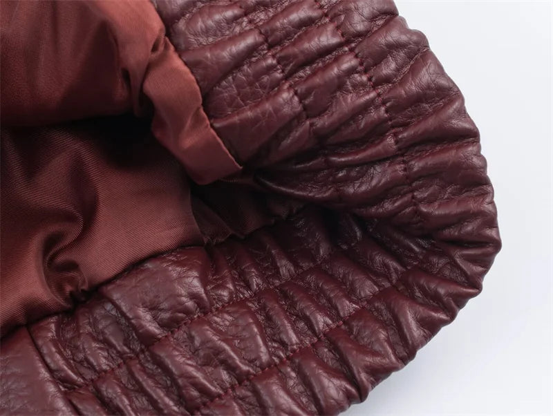 Chaqueta de Mujer Otoño 2026, Nueva Chaqueta Negra de Manga Larga de Cuero Sintético con Textura Granulada, Estilo Motociclista, a la Moda y con Personalidad