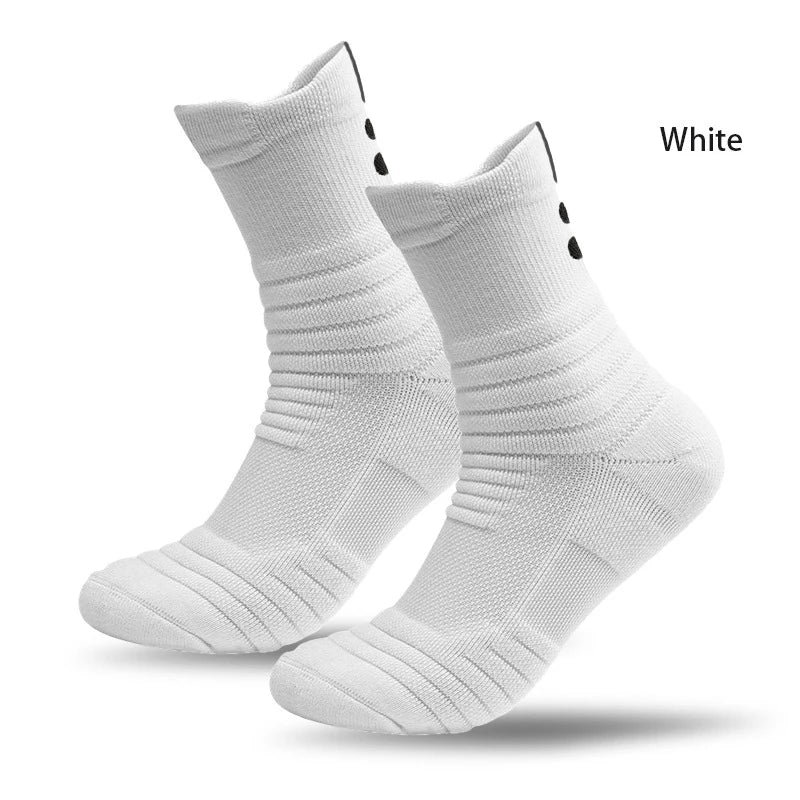 Calcetines deportivos de tubo medio para hombre, bádminton para correr, calcetines para exteriores, calcetines de lana, calcetines de baloncesto antideslizantes y absorbentes del sudor
