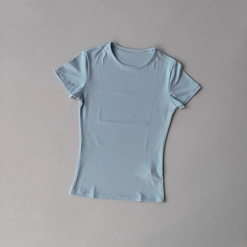 Camiseta deportiva al aire libre para mujer, ropa de Yoga, camiseta de Fitness, camiseta para correr de secado rápido, Top de entrenamiento, ropa deportiva femenina, ropa de ejercicio