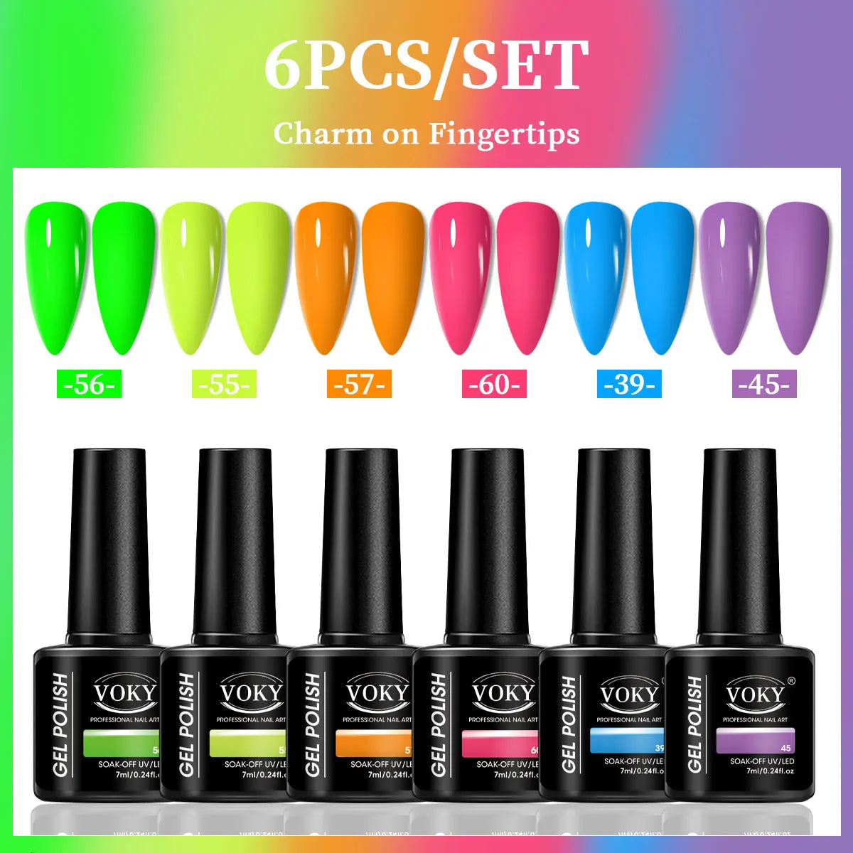 VOKY Juego de 6 piezas de gel para uñas, gel para uñas de moda de temporada, el regalo perfecto para que las damas durante los festivales