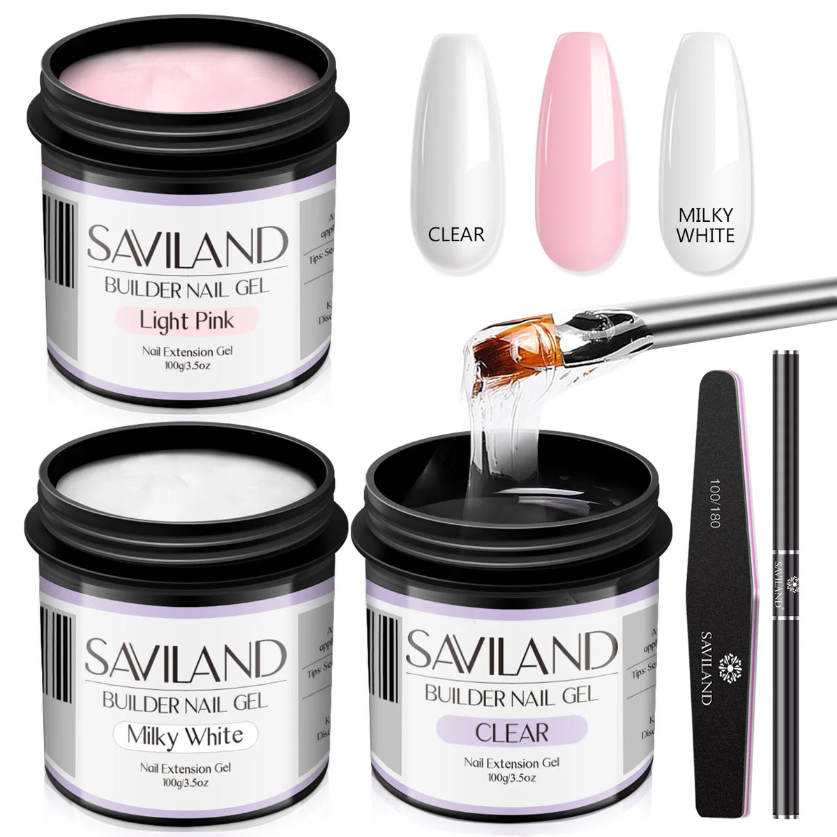 Saviland-esmalte de Gel para uñas, Gel multifuncional para extensión de uñas, UV, para salón de belleza, 100g