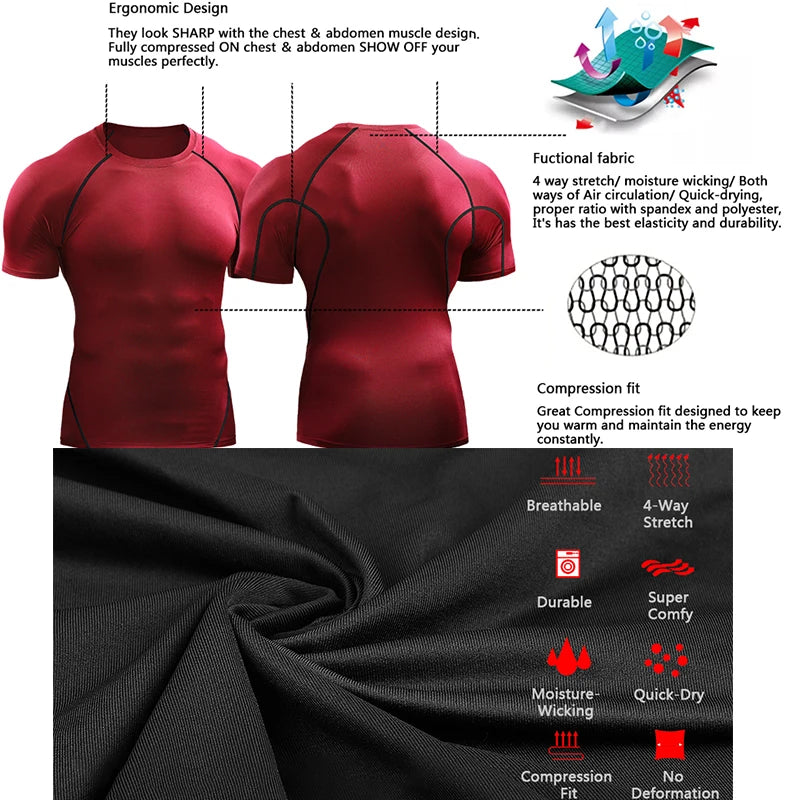 Camiseta de Compresión Hombre – Running, Gym & Fitness