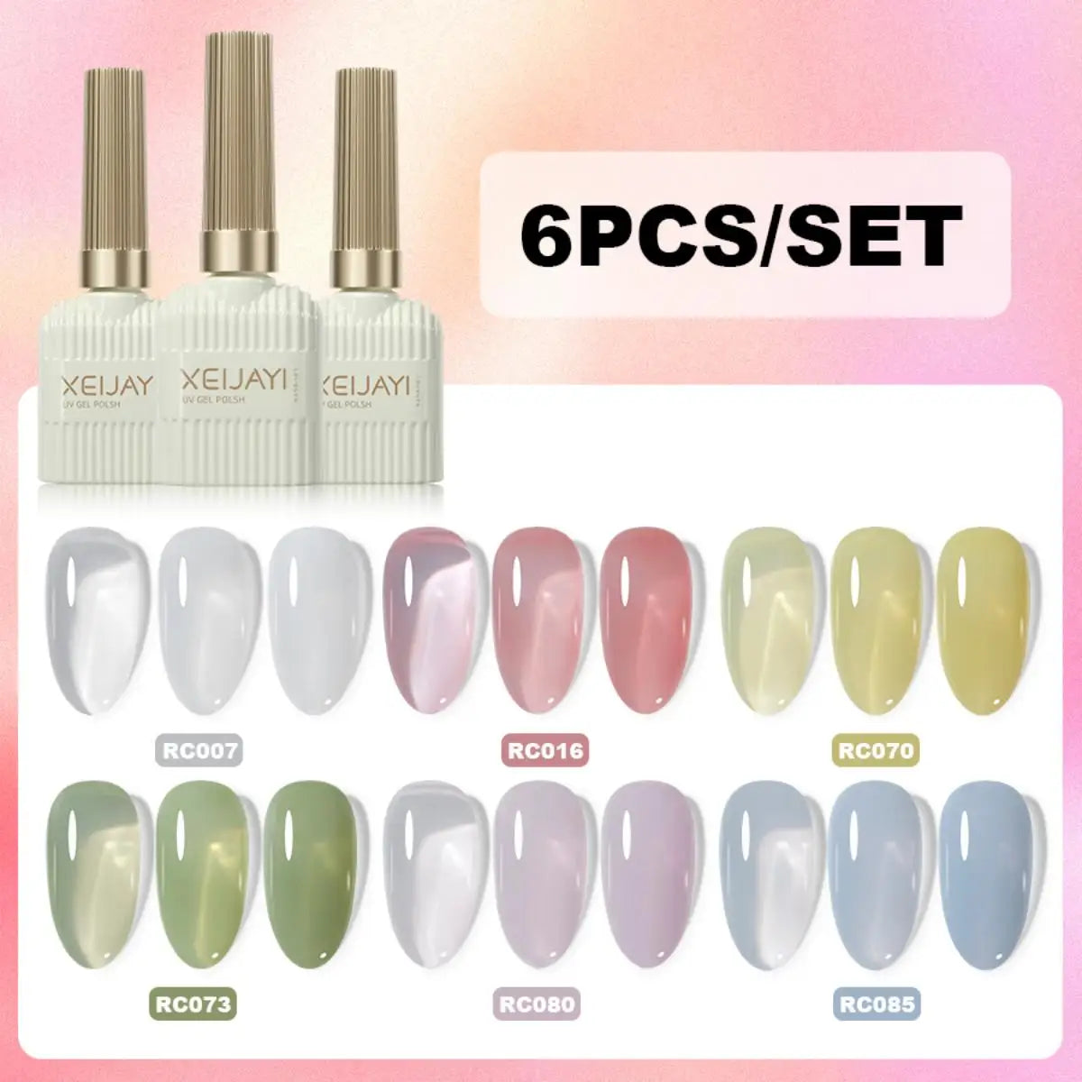 XEIJAYI 6 uds 15Ml juego de esmalte de uñas en gel perfecto para remojar esmalte de uñas en gel o decoración de uñas para el hogar y el salón Diy