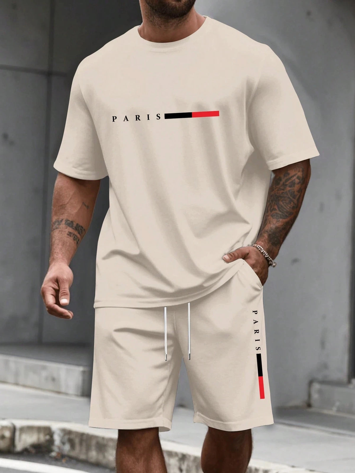 Conjunto Deportivo para Hombre de 2 Piezas  Conjunto de Camiseta de Manga Corta con Cuello Redondo y Pantalones Cortos para Hombre, Traje Deportivo, Camisetas de Talla Grande, Ropa Masculina, Camiseta de Verano