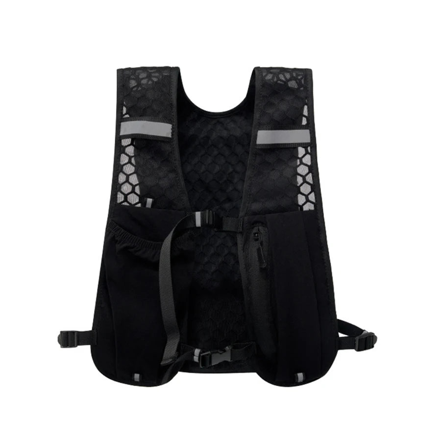 Chaleco de almacenamiento para correr en bicicleta, chaleco ligero para correr, paquete de pecho de agua de hidratación reflectante con bolsillo de almacenamiento para teléfono