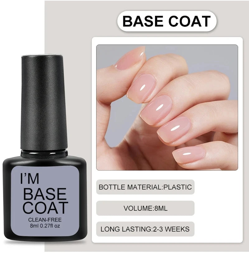 4 unids/set capa superior y capa Base Kit de esmalte de uñas de Gel transparente manicura semipermanente Soak Off LED juego de barnices de Gel UV