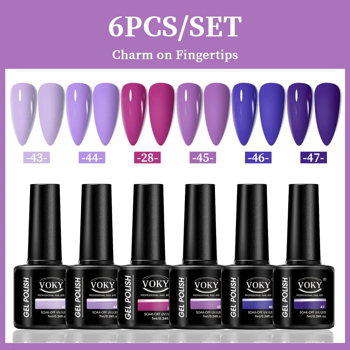 VOKY Juego de 6 piezas de gel para uñas, gel para uñas de moda de temporada, el regalo perfecto para que las damas durante los festivales