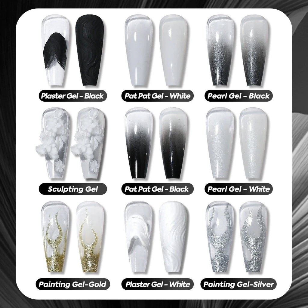 1 unidad de Gel de Uñas Sólido Blanco y Negro, Gel para Patting, Gel de Yeso, Color Sólido Y2K, Brillo Intenso, Larga Duración, para Uso DIY en Casa y Salón