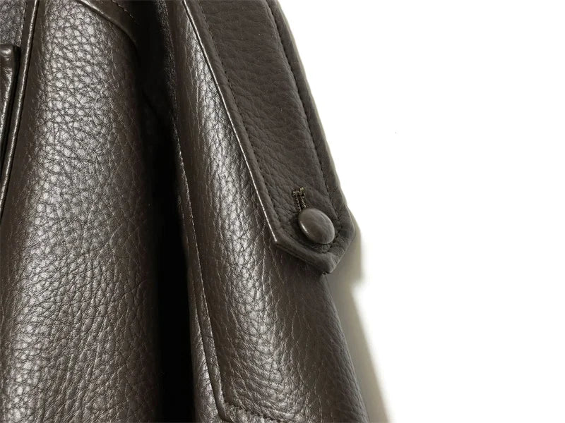 Chaqueta de Mujer Otoño 2026, Nueva Chaqueta Negra de Manga Larga de Cuero Sintético con Textura Granulada, Estilo Motociclista, a la Moda y con Personalidad