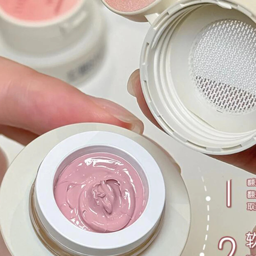 1 caja de esmalte de uñas en Gel rosa melocotón, textura mate, pegamento para tapar uñas con 1 cojín de aire, barniz de uñas LED UV para remojar