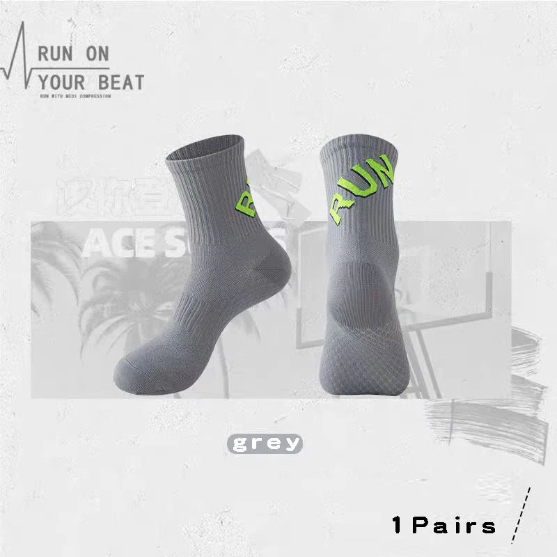 1 par de calcetines de running para hombre y mujer, de tubo corto, con suela de toalla, deportivos, de corte bajo, para maratón, fitness, baloncesto, calcetines de compresión.
