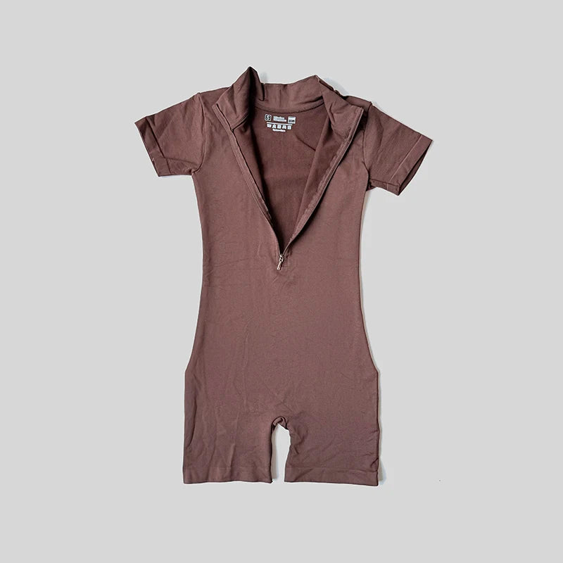 Mono de manga corta con cremallera para mujer, ropa deportiva para gimnasio, Fitness, monos deportivos, ropa de entrenamiento a la moda para correr, verano