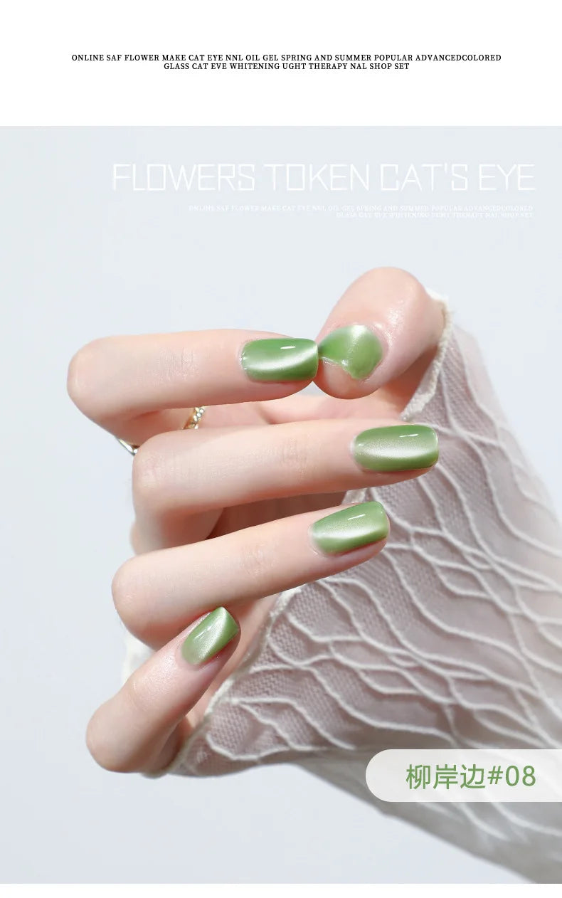 5 g/botella de Gel de ojo de gato para uñas de luz de luna blanca, esmalte de Gel satinado magnético, barniz de manicura de fototerapia con purpurina en remojo de 9 colores