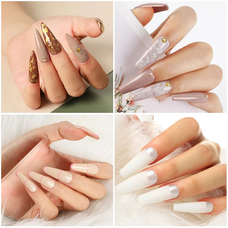 Kit de esmalte de uñas, Kit de uñas acrílico, juego de Gel de uñas de polietileno con lámpara de uñas, extensión de uñas, Gel de brillo, juego de herramientas de manicura de Gel de construcción UV