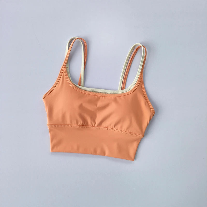 Sujetador deportivo para mujer, chaleco de Yoga con doble correa para el pecho, absorbente de golpes, de secado rápido, moldeador, Fitness, verano