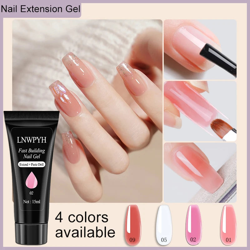 Kit de esmalte de uñas, Kit de uñas acrílico, juego de Gel de uñas de polietileno con lámpara de uñas, extensión de uñas, Gel de brillo, juego de herramientas de manicura de Gel de construcción UV