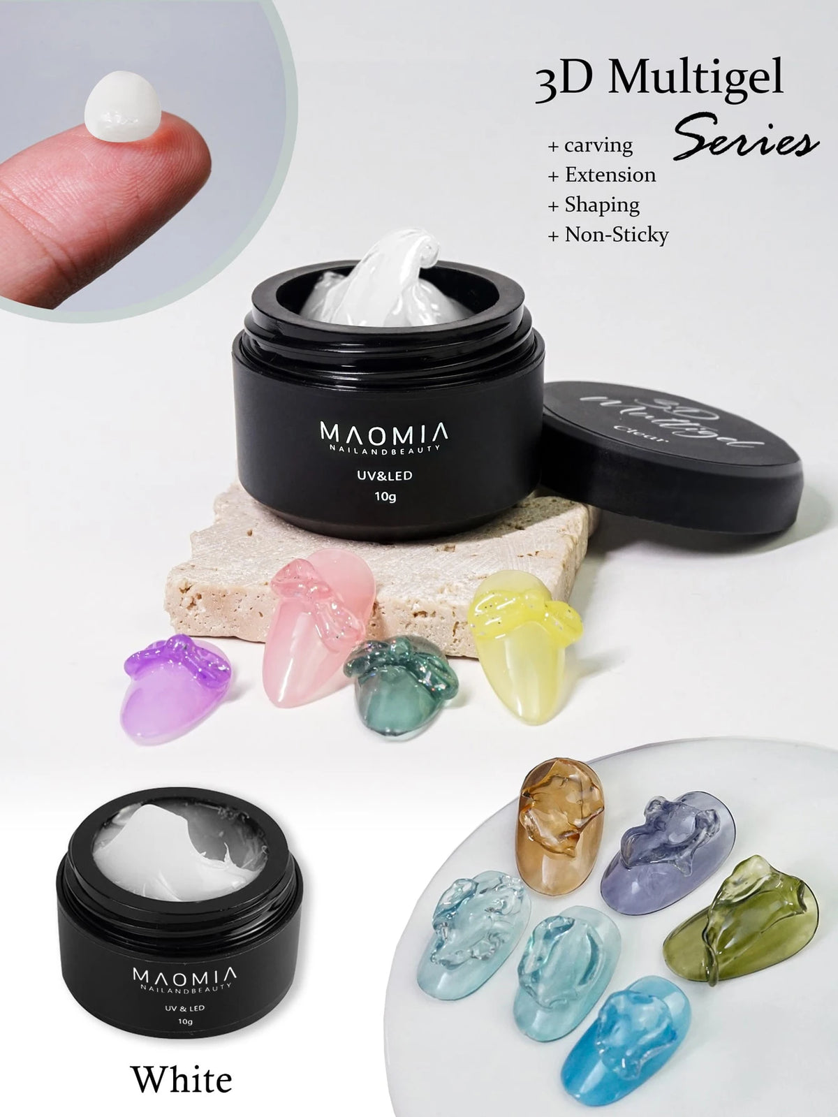 Maomia-esmalte de Gel tallado para uñas, extensión de manos antiadherente, multigel 3D, modelado 5D, moldeador estereoscópico sólido