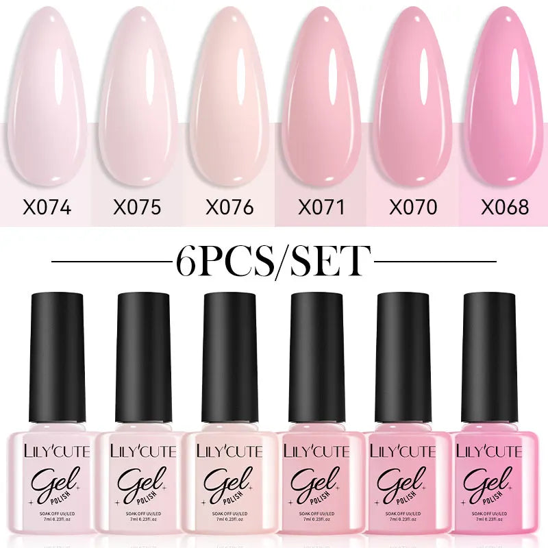 LILYCUTE-Juego de esmaltes en Gel para uñas, barniz semipermanente para manicura UV, serie café, 125 colores, 7ml, 6 unidades por Set