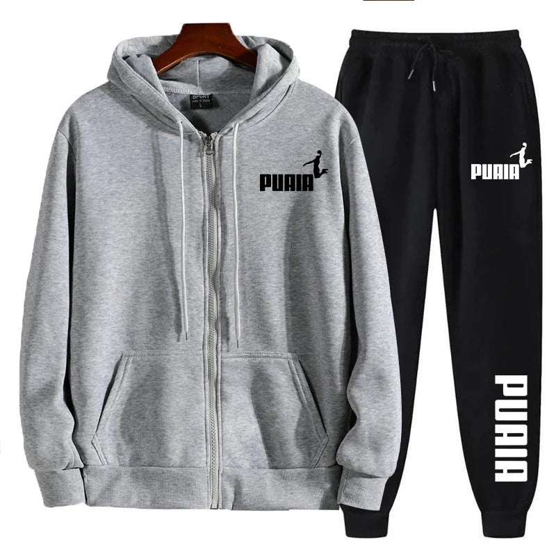 2025 nueva tendencia de ropa deportiva para hombres, sudadera con capucha estampada, pantalones, conjunto de 2 piezas, chaqueta informal con cremallera, conjunto de ropa diaria para Otoño e Invierno