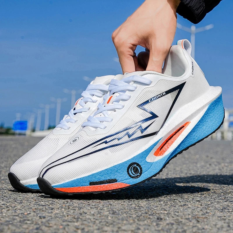 Zapatos deportivos informales y cómodos para hombre, a la moda, con parte superior de tela transpirable, antideslizantes, resistentes al desgaste, suela que absorbe los golpes, zapatos informales con cordones y punta r