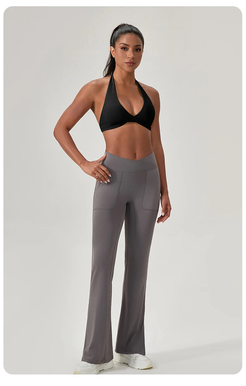 Sujetador deportivo de yoga para mujer, cuello halter con diseño de espalda elegante, sujetador de gimnasio sexy para correr, sujetadores deportivos de fitness