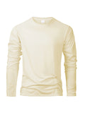 Camisetas de manga larga para hombre, camisetas informales con cuello redondo que absorben la humedad, camisetas deportivas cómodas y versátiles para hombre
