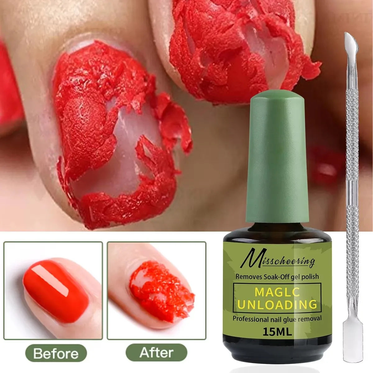 1/2 piezas/juego de removedor mágico de uñas con herramienta de extracción que elimina rápida y fácilmente el esmalte de uñas en gel y el gel de poliuretano sin dañar las uñas