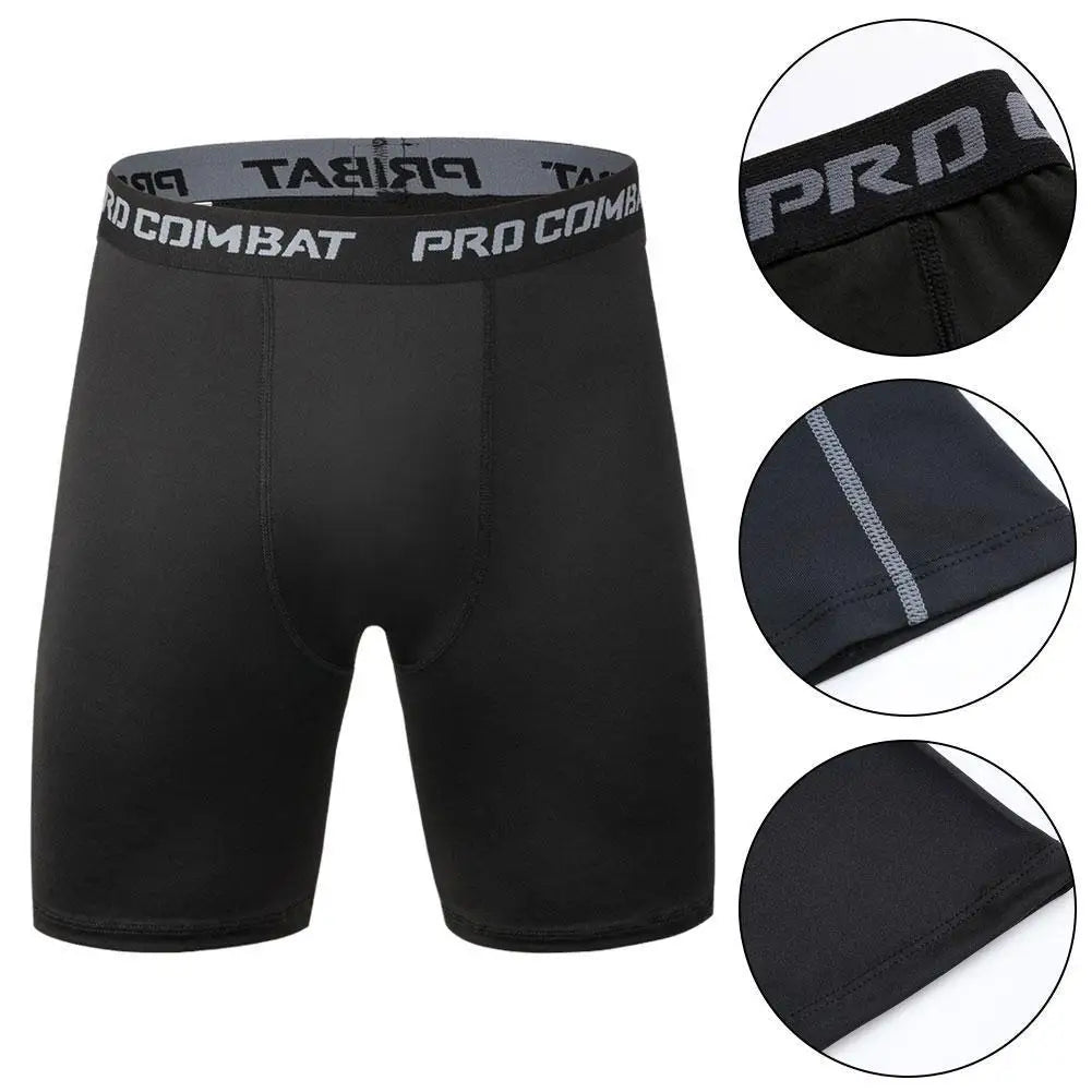 Mallas deportivas para hombre, medias de compresión elásticas para Fitness, secado rápido, pantalones cortos elásticos de entrenamiento para correr