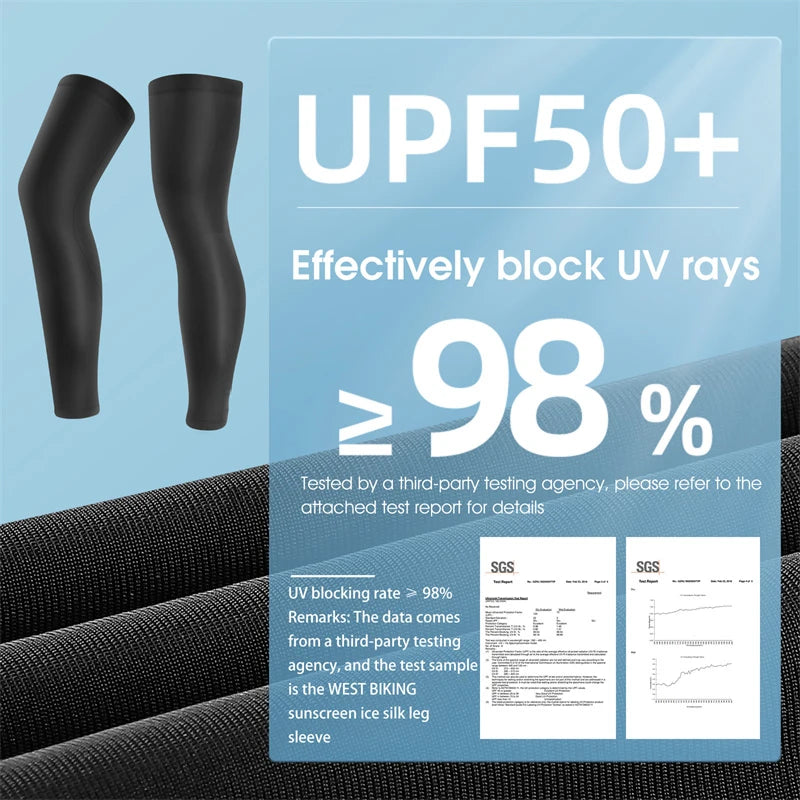 WEST BIKING verano correr ciclismo piernas manga hielo seda protección UV compresión antideslizante calentador de piernas equipo deportivo de refrigeración