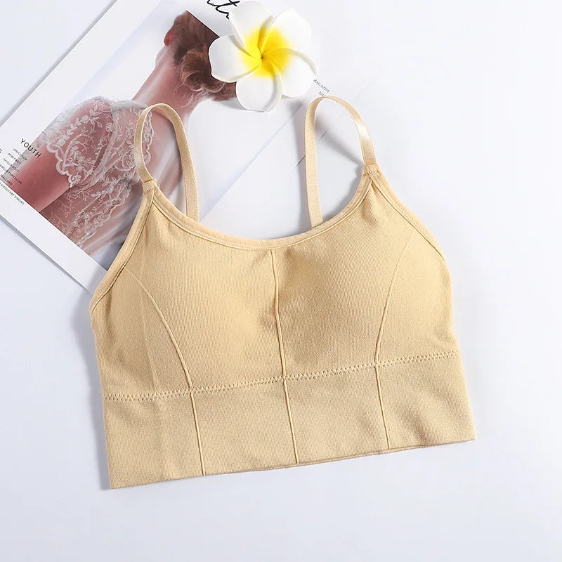 Ropa deportiva sin espalda para mujer, Sujetador deportivo para gimnasio, ropa interior sin costuras para mujer, correa ajustable para el hombro, chaleco de Yoga acolchado interior, Bralette