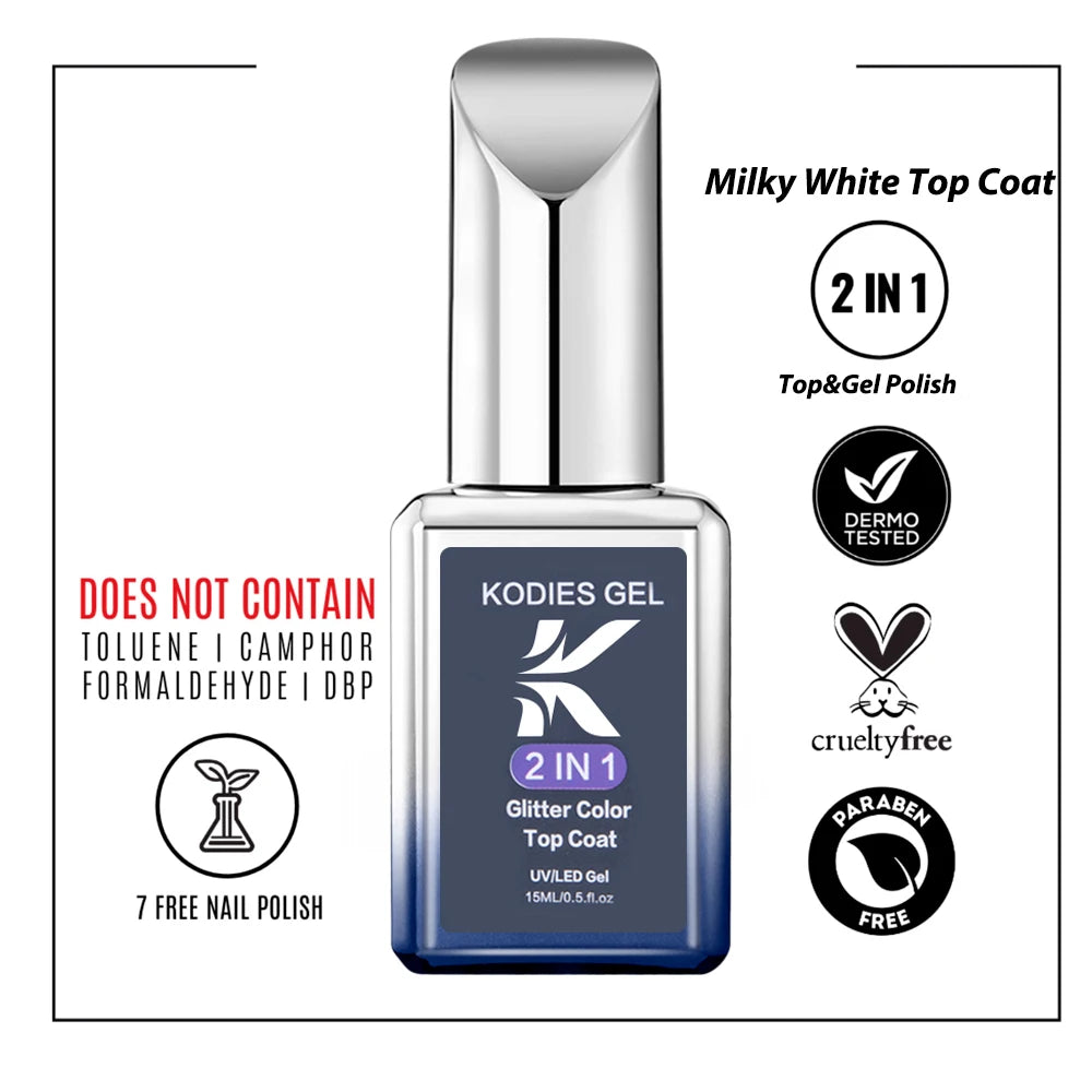 KODIES-Esmalte de uñas en GEL blanco lechoso para manicura, sellador de acabado semipermanente, pintura de Esmalte UV, 15ML