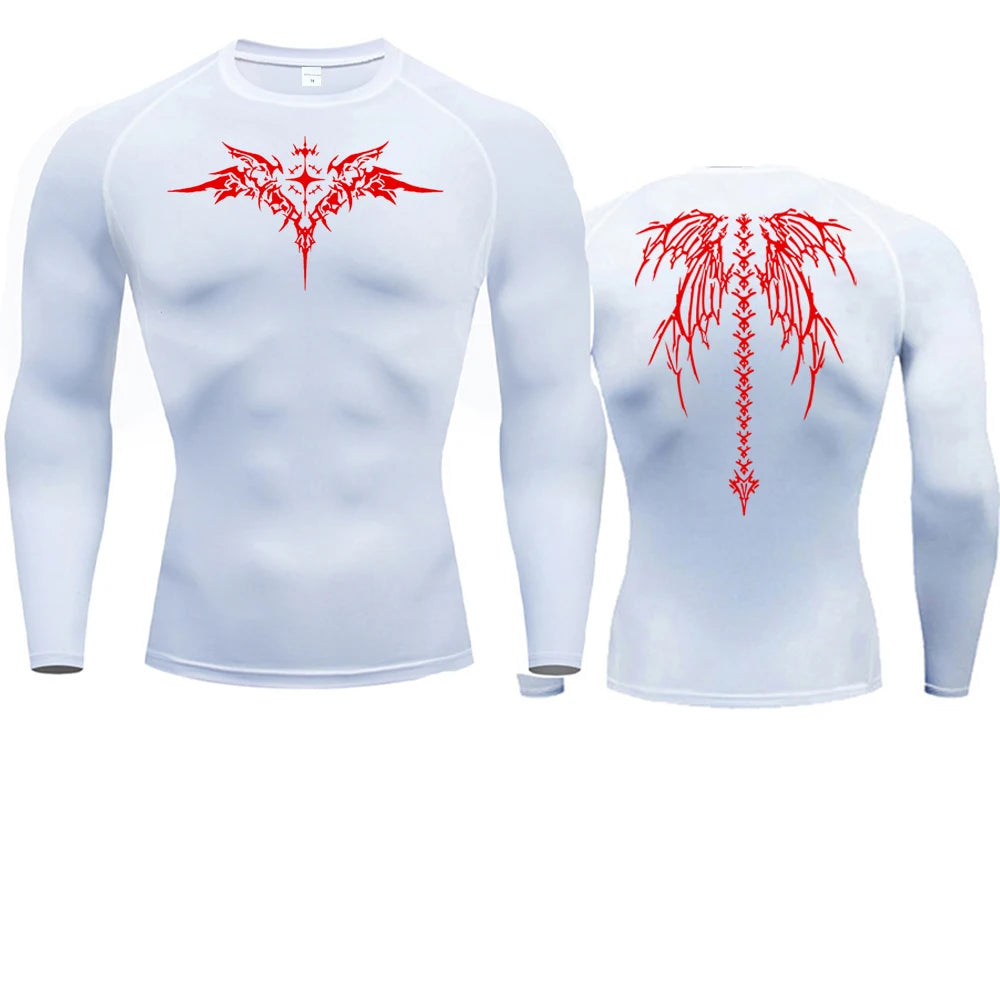 Camiseta de compresión con estampado de Anime para hombre, camiseta para correr, ropa deportiva de secado rápido para gimnasio, camisetas transpirables de manga corta
