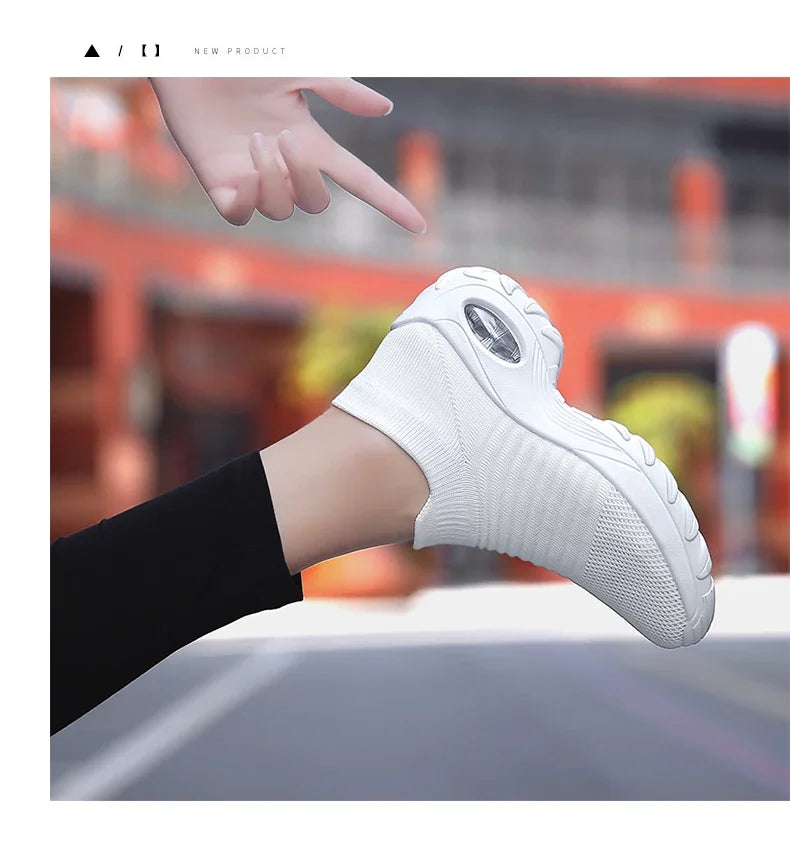 Zapatillas de deporte para mujer, moda de verano, zapatos deportivos informales negros, malla transpirable, ligero, cojín de aire, calzado antideslizante para correr