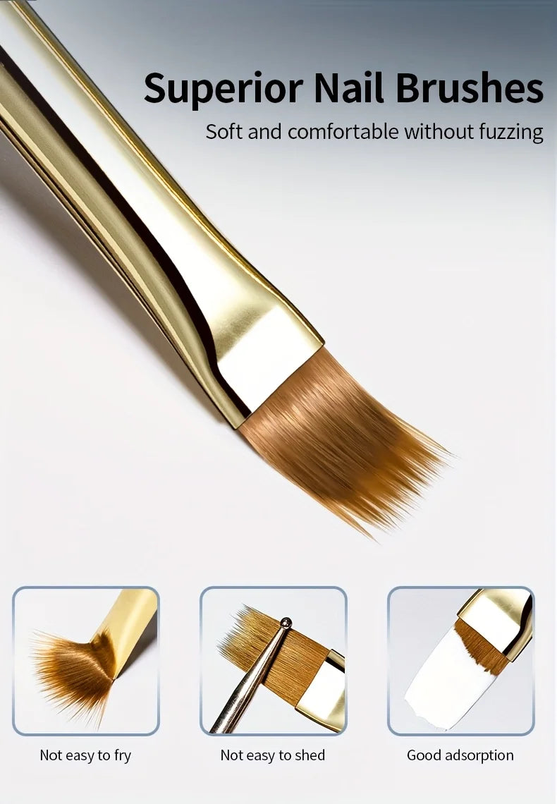 2 uds cepillo de uñas de cerdas suaves anchas diseño degradado mango acrílico aplicador de esmalte de Gel herramientas de uñas