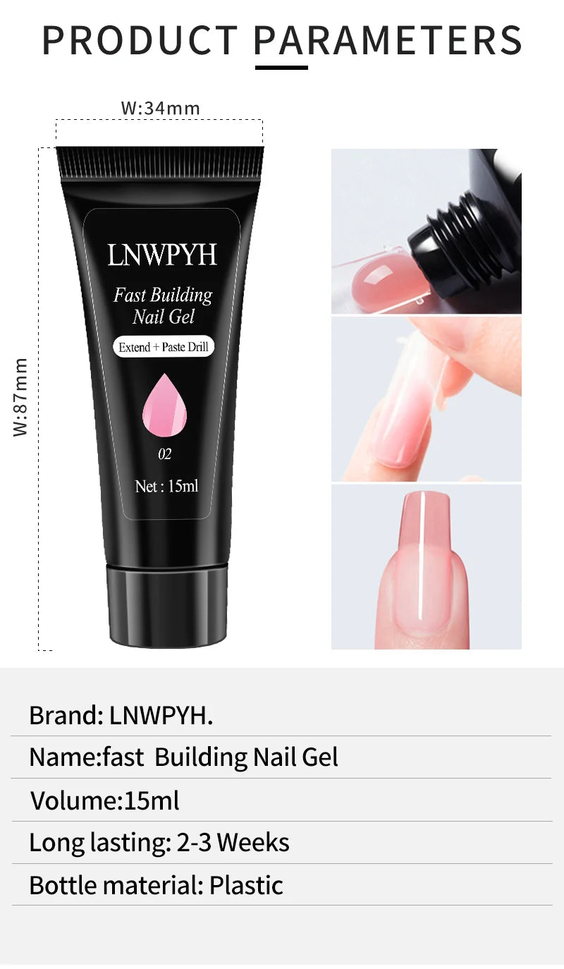 Kit de esmalte de uñas, Kit de uñas acrílico, juego de Gel de uñas de polietileno con lámpara de uñas, extensión de uñas, Gel de brillo, juego de herramientas de manicura de Gel de construcción UV